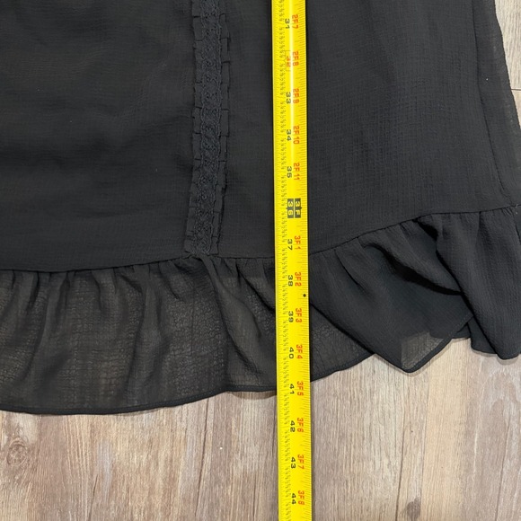 Adrianna Papell Fit & Flare Chiffon Dress Womens 14 Black Ruffled Back Zipper - Picture 12 of 12